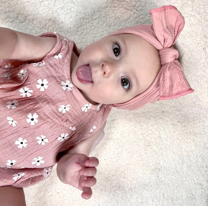 Pink with White Flowers Onesie