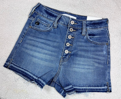 High Wasted Button Up Denim Shorts