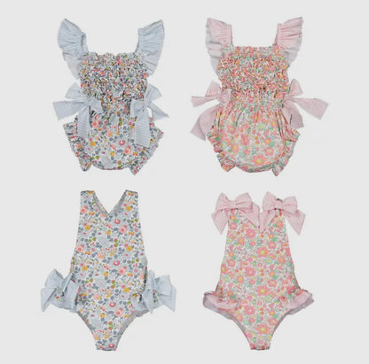 Girls Bow Floral Swim