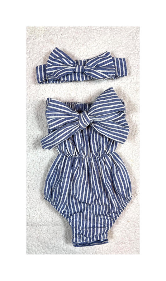 Blue & White Striped Onesie